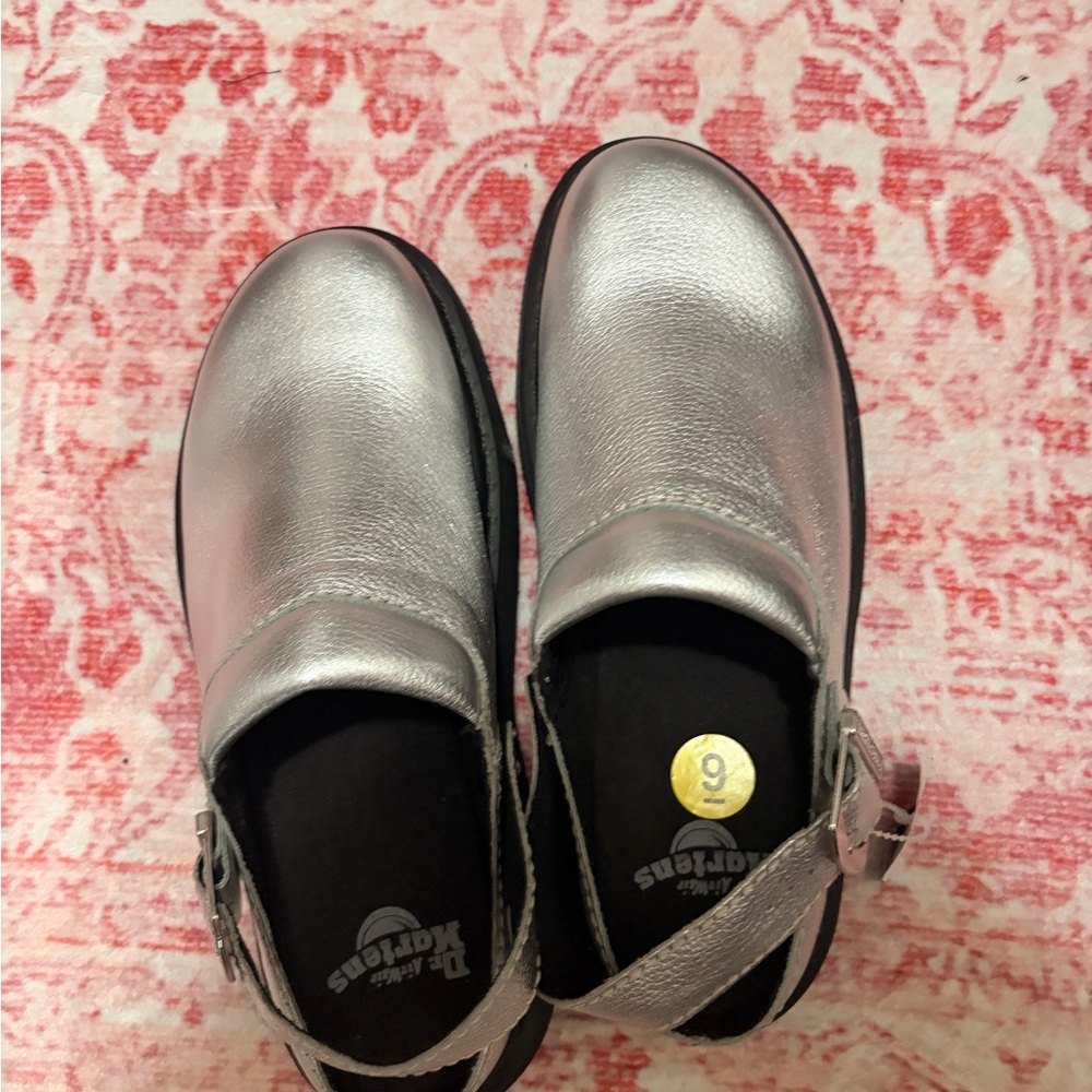 Silver Leather Clogs Doc martens